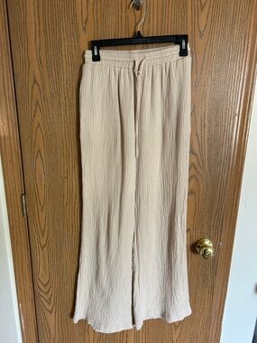 Forever 21 Cream Wide Leg Drawstring Pants